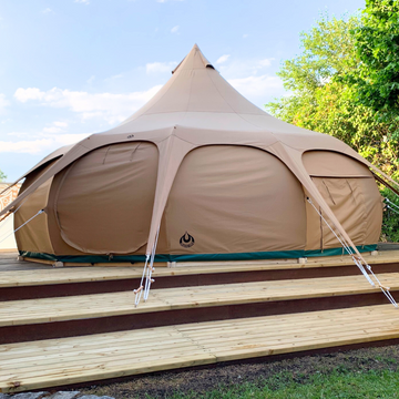 Lotus Belle 6m Hybrid Deluxe Glamping Zelt - Sahara Sand Farbe